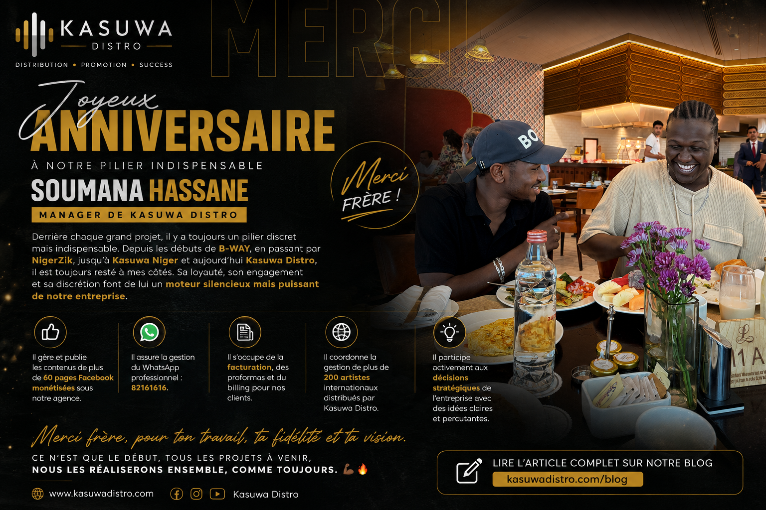 Joyeux anniversaire à Soumana Hassane, un pilier de Kasuwa Distro